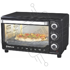 Мини-печь Sakura SA-7000BP 27л, духовка 1500Вт, механ.управление, Цвет: чёрный