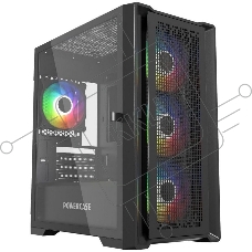 Компьютерный корпус Powercase ByteFlow Micro Black, Tempered Glass, 4х 120mm ARGB fans, ARGB HUB, чёрный, mATX  (CAMBFB-A4)