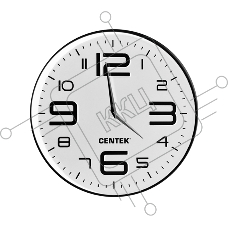 Часы настенные Centek СТ-7101 White 30 см диам., круг, ОБЪЕМНЫЕ ЦИФРЫ, плавный ход