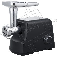 Мясорубка электрическая YOSHIRO YMG-P2200 черный, 2200 Вт, 2.5 кг/мин, реверс, защита от перегрузки, металлический лоток, насадки - 5