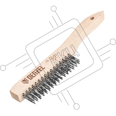 Щетка зачистная Denzel 3-х рядная, прямая проволока из нержавеющей стали с деревянной ручкой, EFP