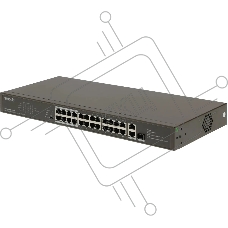 Коммутатор Tenda TEF1126P-24-250W, 24×100 Мбит/с PoE + 2×1 Гбит/с Uplink + 1×1 Гбит/с SFP Combo, неуправляемый