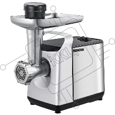 Мясорубка электрическая Renova MG220-R1SL нержавеющая сталь, 2200 Вт, 2.5 кг/мин, реверс, защита от перегрузки, насадки - 6