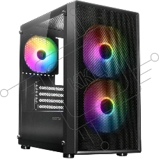 Компьютерный корпус XASTRA A305M 3FRGb Black mATX/Mesh/ tempered glass / 2x140мм + 1x120мм FRGb fans/ A305M-2FC14F-1FC12F