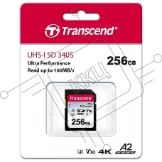 Флеш карта SDXC Transcend 340S, 256 Гб, UHS-I Class U3 V30 A2 (TS256GSDC340S)