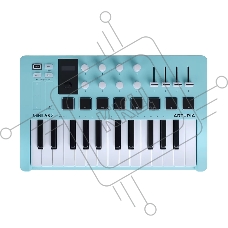 MIDI клавиатура 231599 Arturia MiniLAB 3 Aquamarine 25 клавиш, 8 энкодеров, 8 RGB пэдов, 8 фейдеров, дисплей, сенсорные регуляторы Pitch/Modulation, MIDI-выход, 1/4