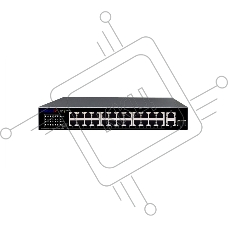 Коммутатор TRASSIR TR-NS1126-225-24PoE, 24×100 Мбит/с PoE+ + 2×1 Гбит/с Uplink, неуправляемый