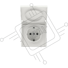 Розетка силовая, 2P+E, с з/ш, с крышкой, IP44, белый песок