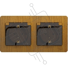 Розетка 2-ая с/з, со шторками, в сборе, IP44 SE Glossa Дерево Дуб