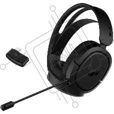 Игровые наушники ASUS TUF Gaming H1 WL черные (2.4 ГГц, 7.1 виртуально, 40мм, неодимовые магниты, 32 Ом, 20~20000 Гц, микрофон, USB-C, PC, Mac, PS4, Nintendo Switch, Xbox One, 90YH0391-B3UA00)