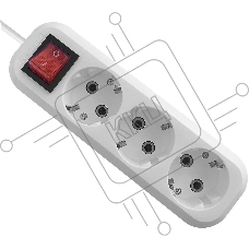 Удлинитель Defender L330 белый, 15 м, EURO, 3 розетки, 3500 Вт