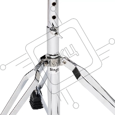 Стул для барабанщика STAGG DT-32 CR высота 50-63 см, 5 ступеней, диаметр сиденья 320 мм, стальная ось с резьбой и фиксатором, максимальная статичная нагрузка 150 кг, вес 3,1 кг, покрытие черный винил, отделка хром