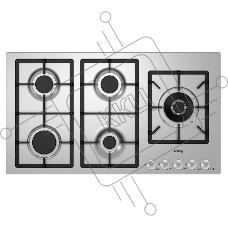 Газовая варочная поверхность Korting HG 997 CTX, 5 конфорок, нержавеющая сталь, 11500 Вт