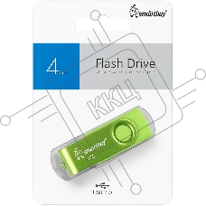 Флешка USB SmartBuy Twist Acid Green (SB004GB2TWAG), 4GB, USB 2.0, R/W 15/5, кислотно-зеленый