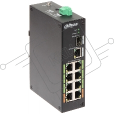 Коммутатор Dahua DH-LR2110-8ET-120, 8×100 Мбит/с PoE+ + 1×1 Гбит/с + 1×1 Гбит/с SFP, неуправляемый
