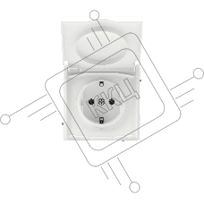 Розетка силовая, 2P+E, с з/ш, с крышкой, IP44, белая магнолия
