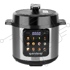 Скороварка-мультиварка электрическая Endever Vita-133 черный/стальной, 1200 Вт, 6 л, 12 авторежимов работы, книга рецептов, 2 шт/уп.