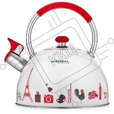 Чайник для плиты со свистком Vensal Paris 3001VS 2,5 л, с ручкой из нержавеющей стали и силикона