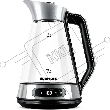 Чайник электрический Redmond KG222 1.5 л, 2200 Вт, стекло/сталь, серебристый/черный