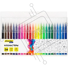 Фломастеры Silwerhof Color 9мм 145мм, круглый корпус, пулевидный пишущий наконечник, вентилируемый колпачок, 24 цвета, пакет с европодвесом