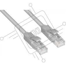Патч-корд GCR UTP кат.5е, RJ45, перекрестный ethernet 1.5m литой, серый