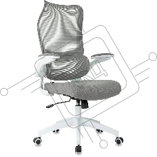 Кресло руководителя Бюрократ Sigma WH 1 серый, сетка/ткань, крестов. пластик, пластик белый