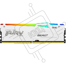 Оперативная память Kingston Fury Beast RGB, DDR5, 32Gb (1x32 Gb), 6400 MHz, CL32, радиатор, RGB, белый