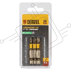 Набор бит Denzel комбинированный 3 шт., PZ1, PZ2, PZ3, 50 мм, сталь S2