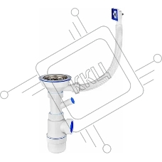 Сифон ЭЛИТ с нержавеющей чашкой D114 мм отводом для стиральной или посудомоечной машины и с переливом 3'1/2 - D40