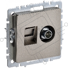 Розетка двойная TV+RJ45 IEK Brite РТВ/РК12-БрШ (BR-AK20-1-K37) кат.5E шампань