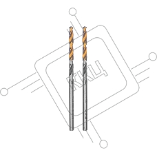 Сверло спиральное по металлу Denzel 3,2 x 65мм, Р6М5, Golden Tip, многогранная заточка, 2 шт.
