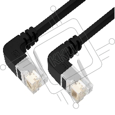 Патч-корд GCR PROF UTP медь кат.6, плоский, верхний/верхний угол, ethernet high speed 10 Гбит/с, RJ45, T568B, 0.5m, черный