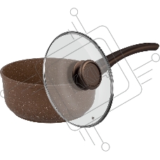 Ковш Maunfeld Carmel MF18CRM01SP из литого алюминия со стеклянной крышкой, 18 см, 1,6 л