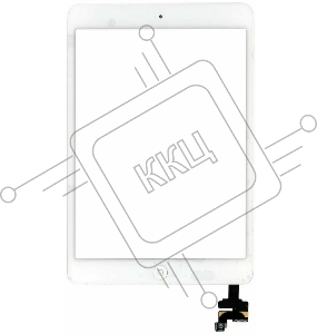 Сенсорное стекло (тачскрин) Ipad mini + stiker + IC с кнопкой Home, белое (A1432 A1454 A1455) OEM
