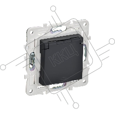 Розетка 1-м IEK SKANDY SK-R11G 16А IP44 с заземл. защ. штроки с крышкой графит SK-R16-16-44-K53