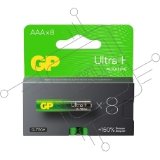 Алкалиновые батарейки c технологией G-tech GP Ultra Plus Alkaline 24А AАA - 8 шт. на блистере