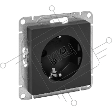 Механизм розетки EKF UP1-SOB-111 16А, с заземлением, со шторками, черный Эпика