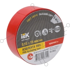 Изолента IEK EX-IZ10-C15-15-05-K04 MIXTAPE 7, Красная, 15мм, 5м