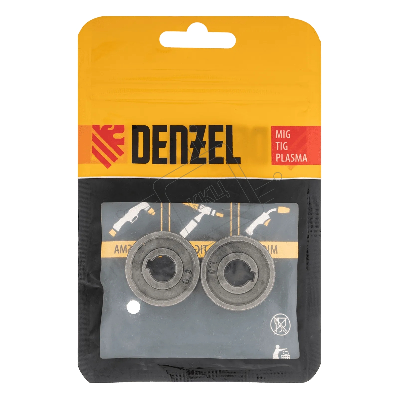 Подающий ролик Denzel зубчатый профиль под флюсовую проволоку 0,8-1мм, 2 шт