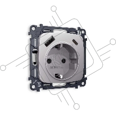 Комплект механизма электрической розетки OMEGA Сталь матовый 2USB A+C 20W (быстрая зарядка) с/з QUANT (OP5100, VM160) MO510010