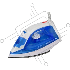 Утюг Ergoluxe ELX-SI04-C35 синий/белый, 1800 Вт, 8 г/мин, 145 г/мин, 140 мл