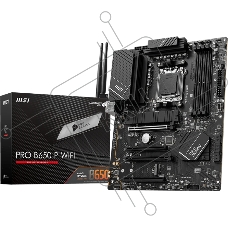 Материнская плата MSI PRO B650-P WIFI, AM5, AMD B650, 4xDDR5, 6xSATA, 2xM.2 (PCIe 4.0), 2xPCIe 4.0 x16, 2xPCIe 3.0 x16, 1xHDMI, 1xDP, 1x2.5Gb LAN, Wi-Fi, Bluetooth, 1xUSB-C 20Gbps, 3xUSB-A 10Gbps, 4xUSB-A 5Gbps, 3x3.5 мм, 7.1, чёрный, ATX
