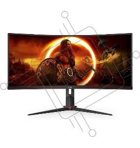 Монитор 34" AOC CU34G2XP, VA 3440x1440, 180 Гц, 1 мс, 21:9, 400 кд/м², 2xHDMI, 2xDP, 2x4 Вт, изогнутый, черный/красный