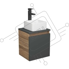 Тумба Bau Dream Blackwood 35 с ящиком, графит, раковина BAU Mini 37х23, выпуск клик клак, черный