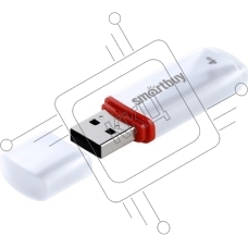 Флешка USB Smartbuy Crown white (SB4GbCRW-W), 4Gb, USB 2.0, R/W 15/5, белый/красный