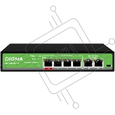 Коммутатор Digma DSP204G-2G-T80 (L2) 6x1Гбит/с 4PoE 4PoE+ 1PoE++ 80W неуправляемый