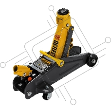 Домкрат гидравлический подкатной с фиксатором Denzel 2 т, 130-330 мм, в кейсе 51154