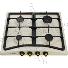 Варочная поверхность газовая De luxe 5840.00 гмв-050ЧР бежевый, конфорок 4 шт, 58 см x 8.6 см x 50 см