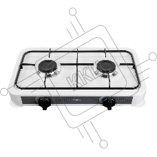 Плита настольная газовая Centek CT-1524 (белый), 2 конфорки, сменная форсунка баллон/магистраль