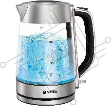 Чайник электрический Vitek VT-1184 1.7л. 2200Вт серебристый корпус: стекло/металл
